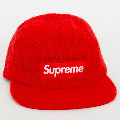 Fitted Cable Knit Camp Cap in Red