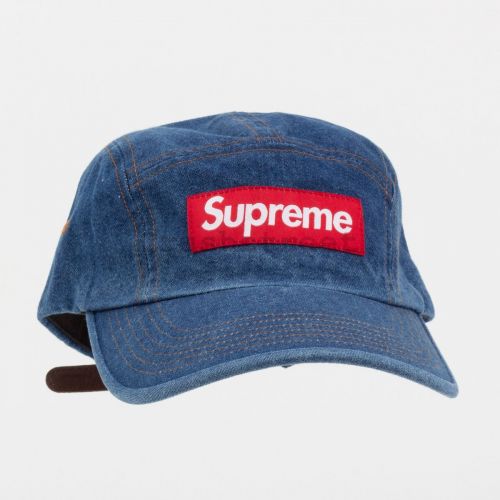 Washed Chino Twill Camp Cap FW22 in Denim